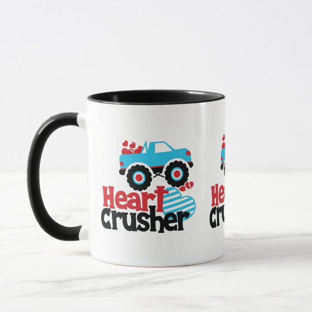 Blaues Monster LKW Herzkreuz Valentine Tasse (Links)