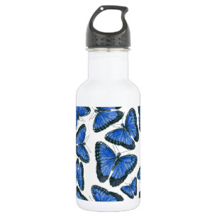 Blaues Morphon-Schmetterling-Muster Edelstahlflasche