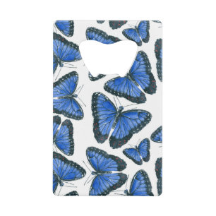 Blaues Morphon-Schmetterling-Muster Geldbeutel Flaschenöffner