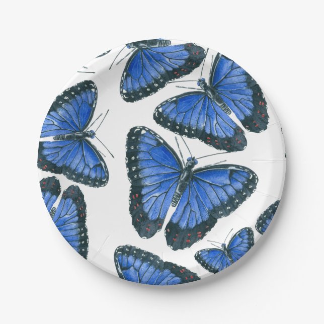 Blaues Morphon-Schmetterling-Muster Pappteller (Vorderseite)