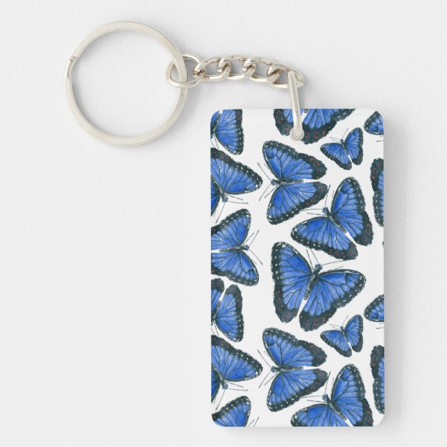 Blaues Morphon-Schmetterling-Muster Schlüsselanhänger (Vorderseite)