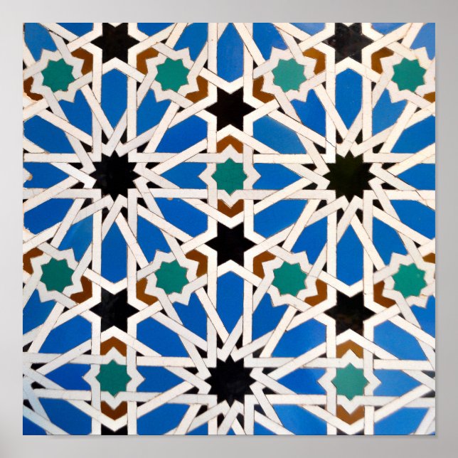 Blaues Morrokanisches Mosaik Poster (Vorne)