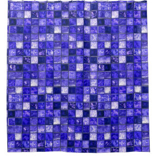 Blaues Mosaikmuster Duschvorhang