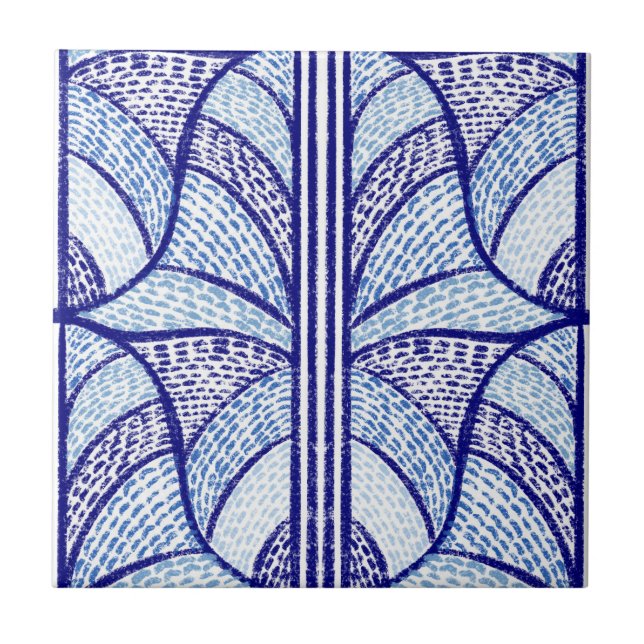 Blaues Mosaikmuster Fliese (Vorderseite)