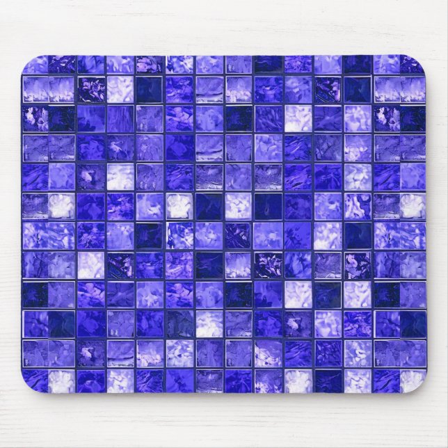 Blaues Mosaikmuster Mousepad (Vorne)