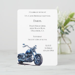 Blaues Motorrad Geburtstag Einladung