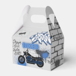 Blaues Motorrad und Graffiti Geschenkschachtel