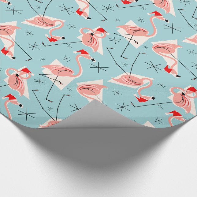 Blaues multi Packpapier Flamingo-Sankt (Ecke)