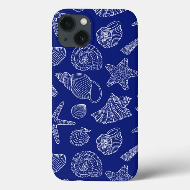 Blaues Muschel-Muster Case-Mate iPhone Hülle (Rückseite)
