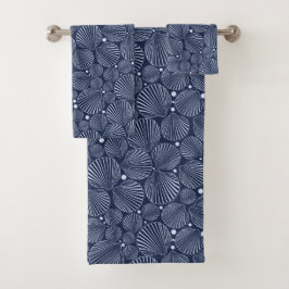 Blaues Muschelmuster Beach Badehandtuch Set