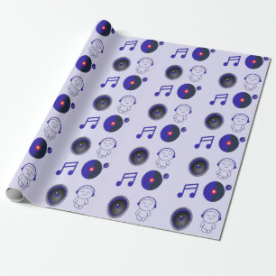 Blaues Musikdekorationsmuster Geschenkpapier
