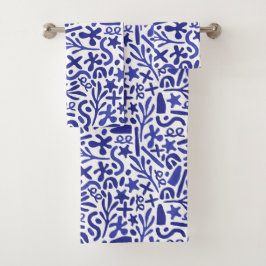 Blaues Muster Badhandtuch Set