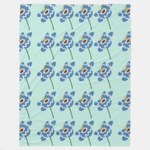 Blaues Muster der Blume Fleecedecke