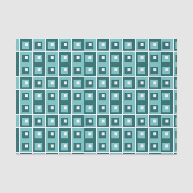 Blaues Muster für geometrische Quadrate Seidenpapier (Vorderseite)
