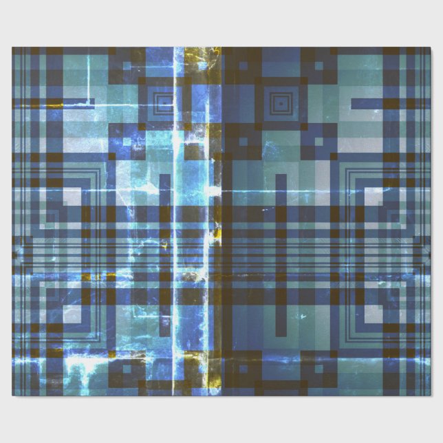 Blaues Muster Geschenkpapier (Saum)