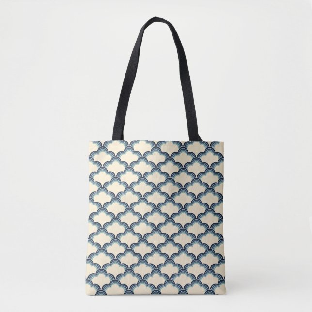 Blaues Muster im Retrostil Tasche (Vorderseite)