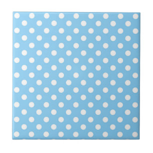 blaues Muster mit weißen Polka-Punkten Fliese