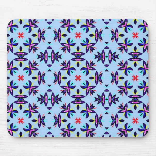 Blaues Muster Retro Art Mousepad (Vorne)