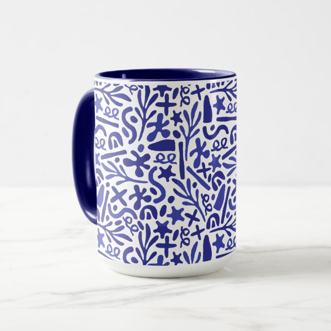 Blaues Muster Tasse (Vorderseite Links)