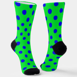 Blaues Musterdesign mit grünen Polka-Punkten Socken