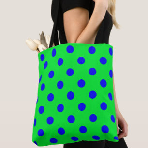 Blaues Musterdesign mit grünen Tupfen Tasche
