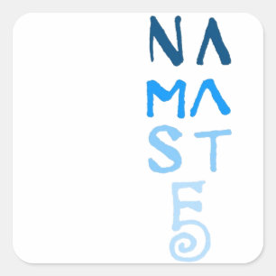 Blaues Namaste Wort Quadratischer Aufkleber
