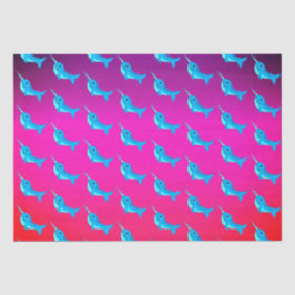 Blaues Narwal-Muster des Cartoon auf Navy Blue  Seidenpapier