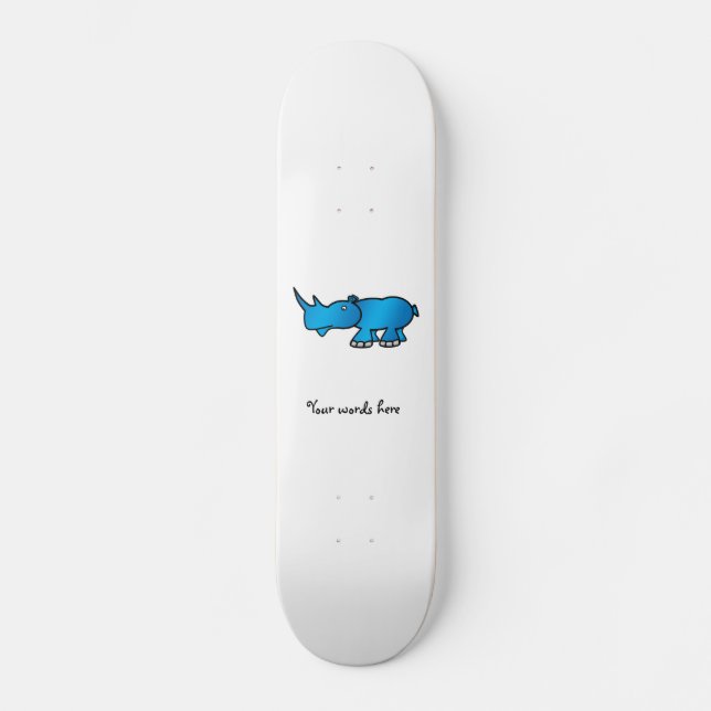 Blaues Nashorn Skateboard (Vorderseite)