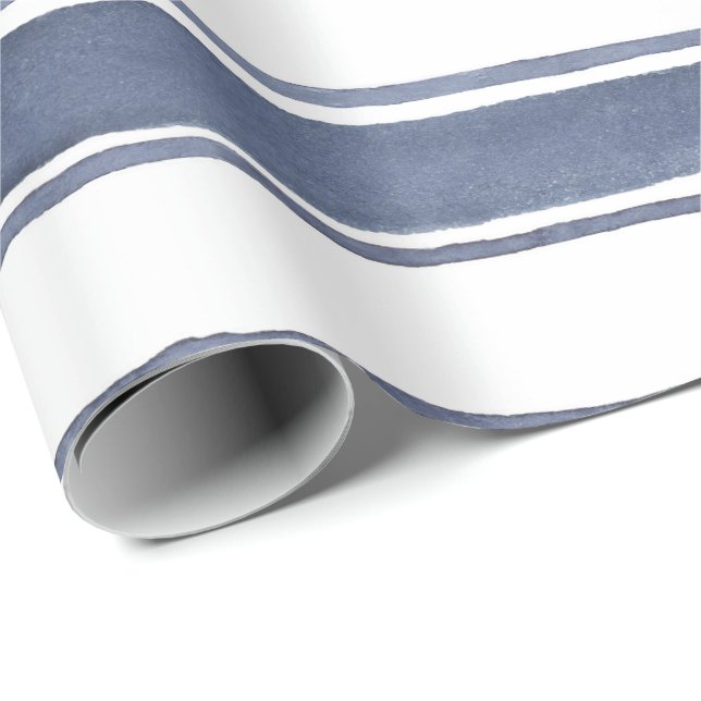 Blaues Nautikfarbenstreifen-Umhüllungspapier Geschenkpapier (Rolleneckpunkt)