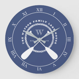 Blaues Nautikpaddel Große Wanduhr