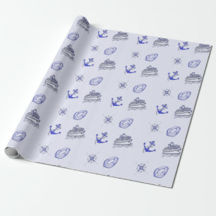 Blaues nautisches Dekormuster Geschenkpapier