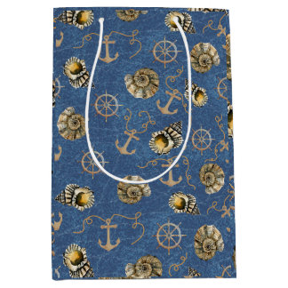 blaues nautisches Muster Mittlere Geschenktüte