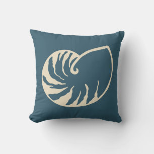 Blaues nautisches Strand-Korallen-Nautilus-Wurfkis Kissen
