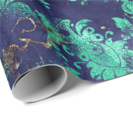 Blaues Navy Minze Grünes, blumengegrungenes Shabby Geschenkpapier