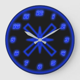 Blaues Neon (Effekt) Große Wanduhr