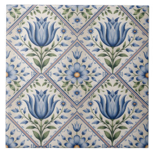 Blaues Niederländisches Delft-Muster Fliese