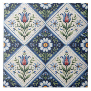Blaues Niederländisches Delft-Muster Fliese