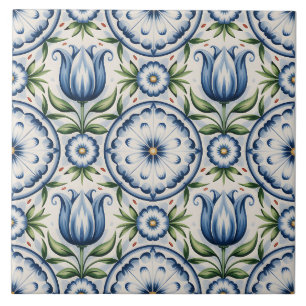 Blaues Niederländisches Delft-Muster  Fliese