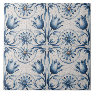 Blaues Niederländisches Delft-Muster Fliese