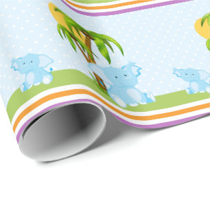 Blaues niedliches Baby-Elefant-Verpackungs-Papier Geschenkpapier