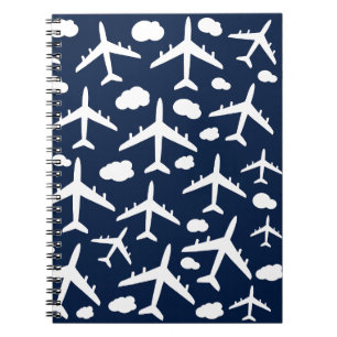 Blaues niedliches Flugflugzeug Notizblock
