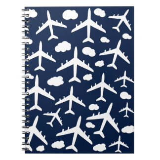 Blaues niedliches Flugflugzeug Notizblock