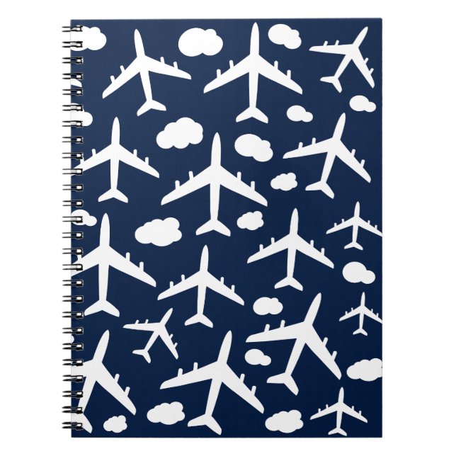 Blaues niedliches Flugflugzeug Notizblock (Vorderseite)