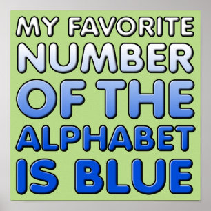 Blaues Nummer Des Alphabets Lustiges Poster Schild