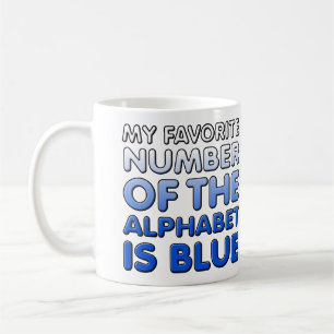Blaues Nummern-Alphabet Lustiger Becher Kaffeetasse