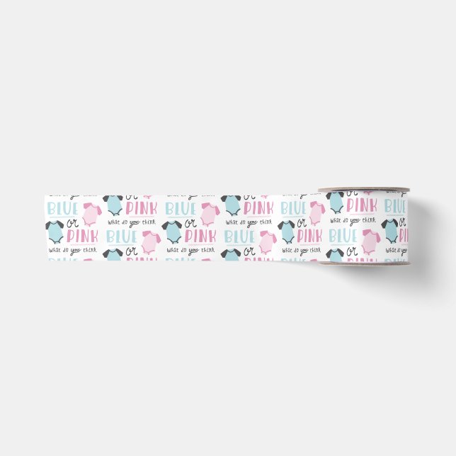 Blaues oder rosa Baby-Geschlecht decken Satinband (Vorderseite)