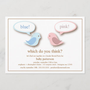Blaues oder rosa kleines Vogel-Geschlecht decken Einladung