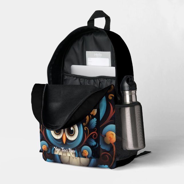 Blaues Ohr Bedruckter Rucksack (Rückseitige Ecke links (Offen) )