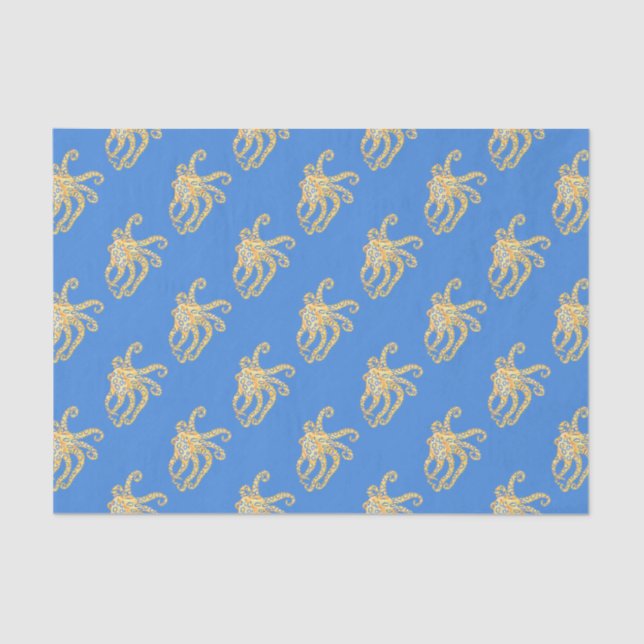 Blaues Oktopus-Hartglas Seidenpapier (Vorderseite)