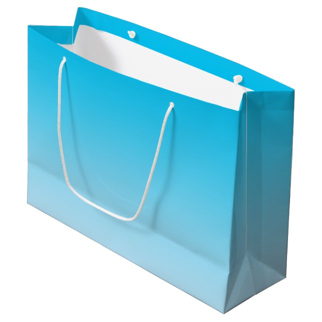Blaues Ombre Große Geschenktüte (Vorderseite Schrägansicht)